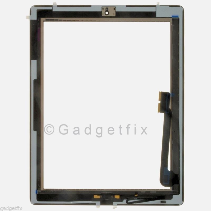 Premium Touch Screen Glass Digitizer Home Button Flex + Adhesive for Ipad 4th 4 Gen