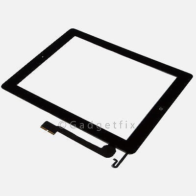 Premium Touch Screen Glass Digitizer Home Button Flex + Adhesive for Ipad 4th 4 Gen