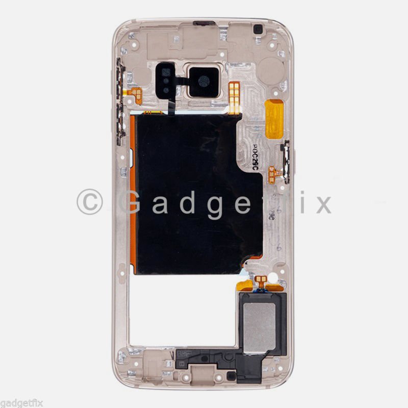 US Gold Samsung Galaxy S6 Edge G925 G925A G925T Mid Housing Frame + Camera Lens