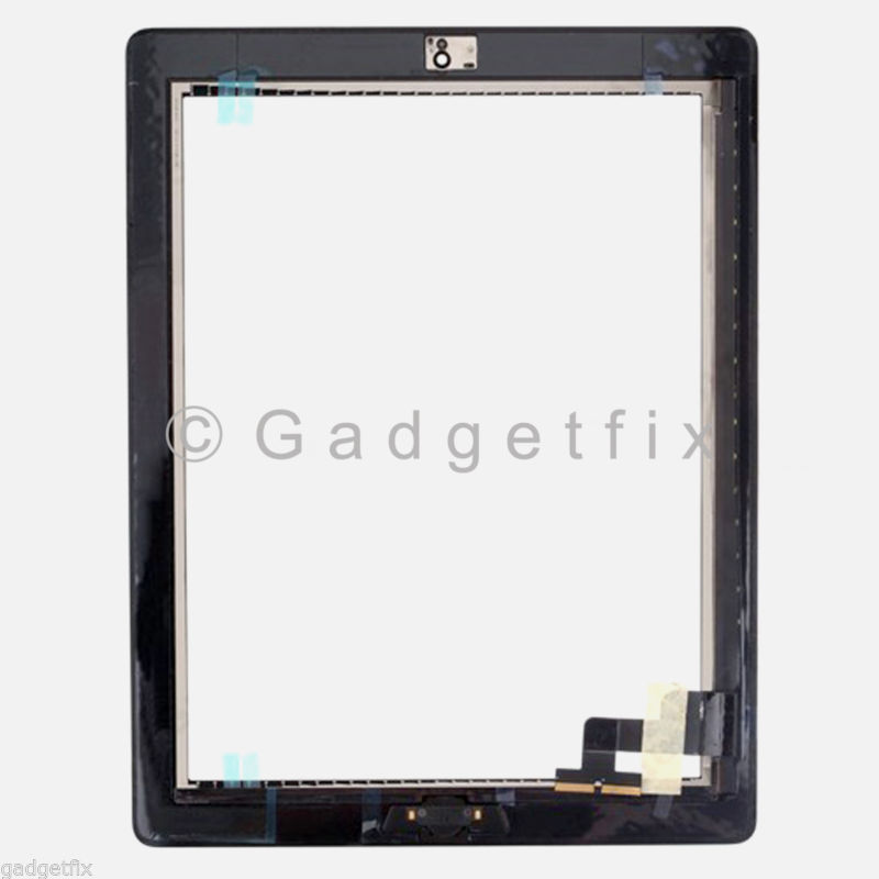 Black Front Panel Touch Screen Digitizer Glass + Home Button Assembly for iPad 2