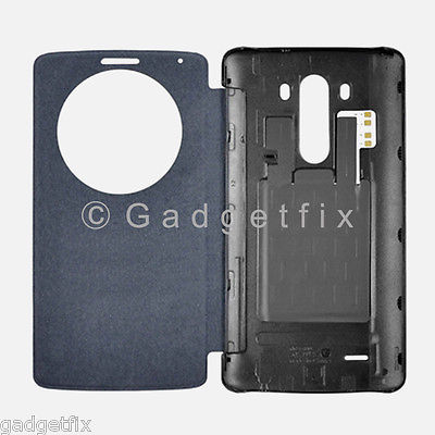 Black Quick Circle Flip Cover Case NFC + QI Wireless Charging Charger for LG G3