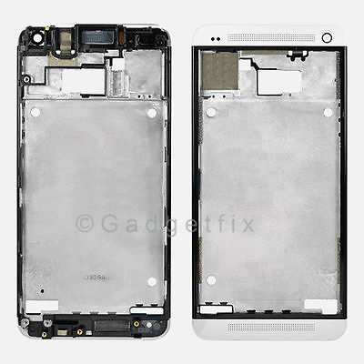 HTC One M7 Faceplate Front Frame Housing Middle Mid Plate Bezel Silver