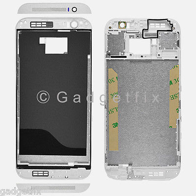 USA Silver HTC One M8 Middle Housing Chassis LCD Touch Screen Holder Frame Bezel