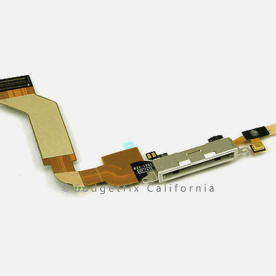 USA White USB Dock Connector Charger Charging Ribbon Flex Cable for iPhone 4S
