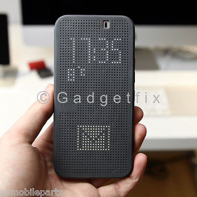 US New Premium HTC One M9 Black Slim Smart Dot View Matrix Folio Flip Case Cover