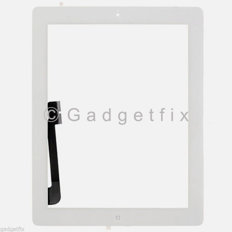 White Touch Screen Digitizer With Home Button Pre-Installed for iPad 3 3rd Gen