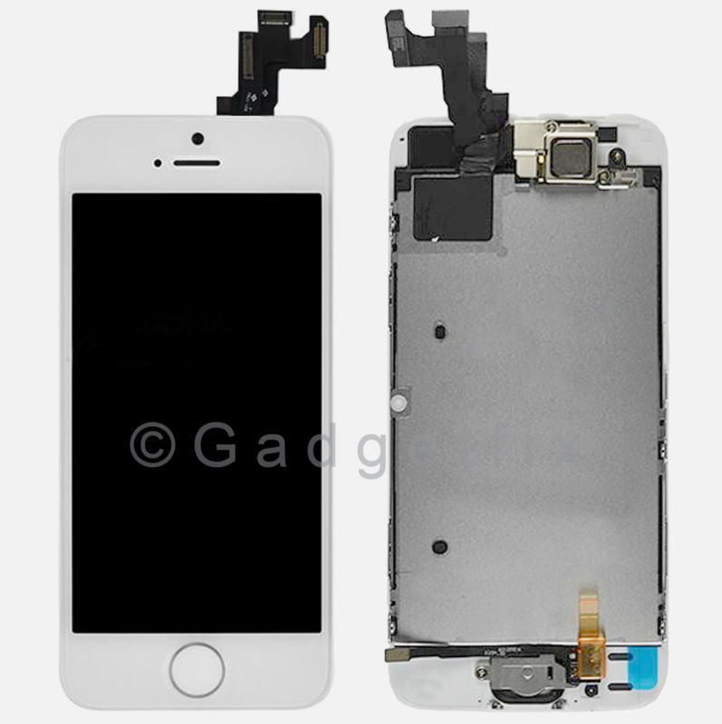 White LCD Screen Display + Touch Screen Digitizer + Button Camera for Iphone 5S