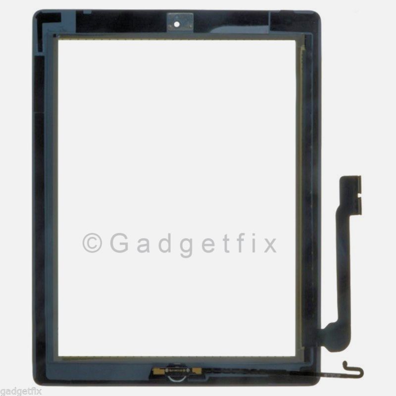 Premium White Touch Screen Glass Digitizer Home Button Flex Adhesive for Ipad 4th 4 Gen