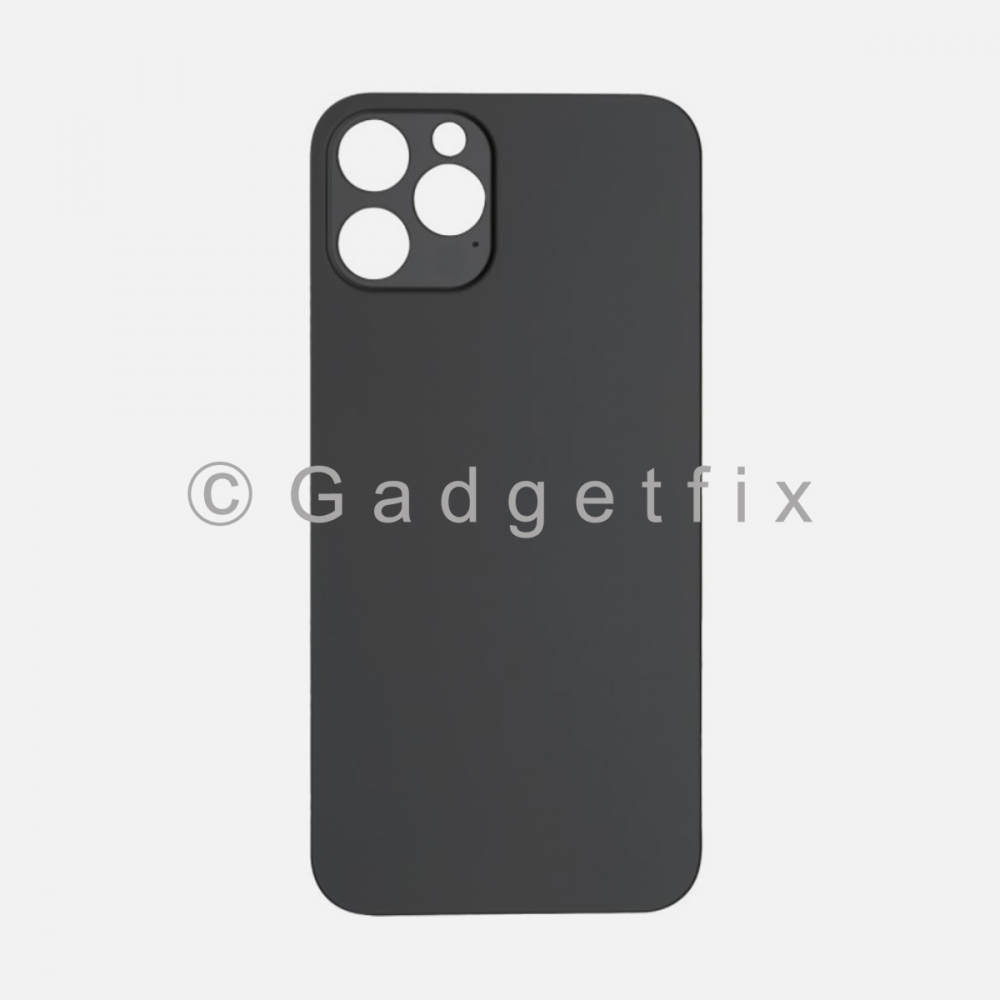 Graphite Back Cover Glass for iPhone 12 PRO with Large Camera Hole + Pre-Installed Adhesive 