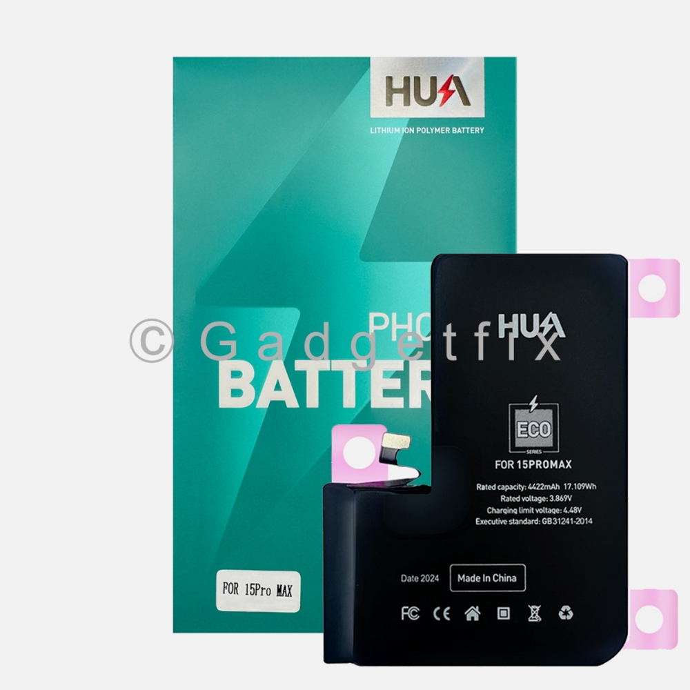 Hua Replacement Battery A3121 for iPhone 15 Pro Max Capacity 4422mAH