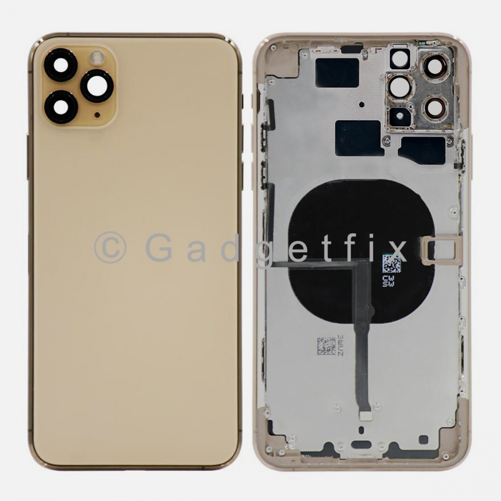 Gold Battery Back Glass Door + Mid Frame + Camera Lens + NFC For Iphone 11 Pro Max