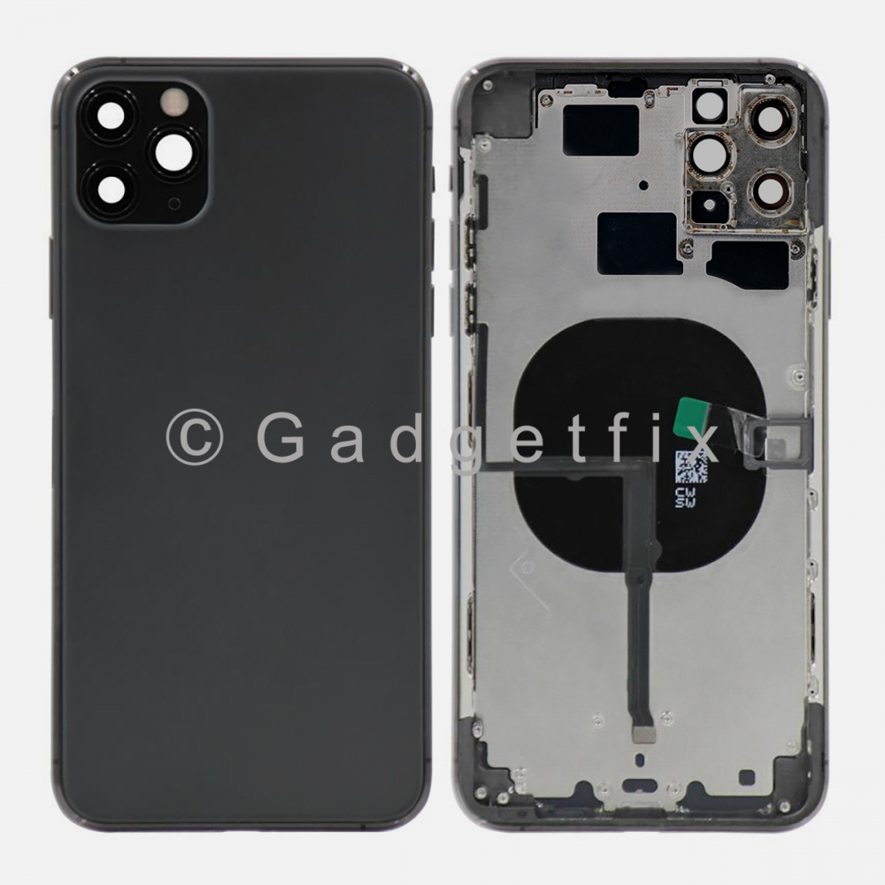 Gray Battery Back Glass Door + Mid Frame + Camera Lens + NFC For Iphone 11 Pro Max