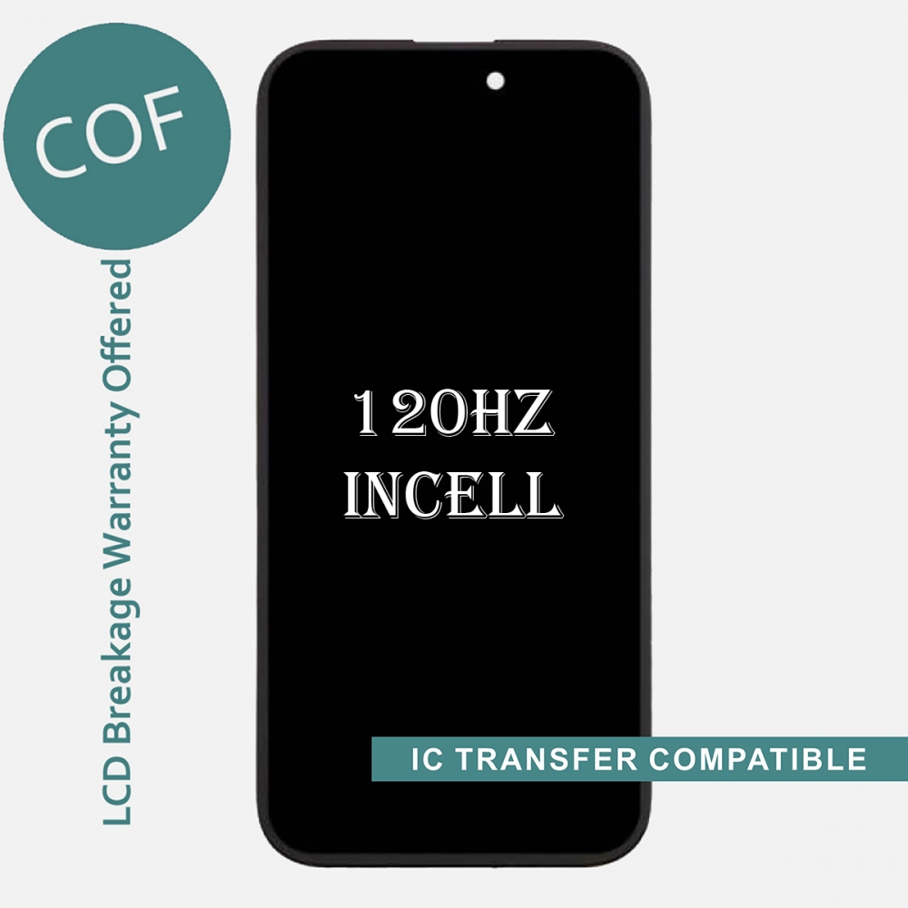 120Hz COF FHD Incell Display LCD Touch Screen Digitizer Frame For Iphone 16 (IC Transfer Compatible)
