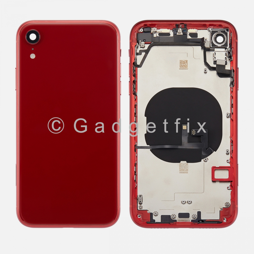 Red Battery Back Glass Door + Mid Frame + Camera Lens + NFC & Volume Flex For Iphone XR