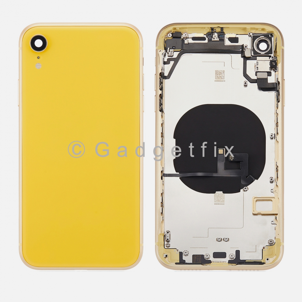 Yellow Battery Back Glass Door + Mid Frame + Camera Lens + NFC & Volume Flex For Iphone XR