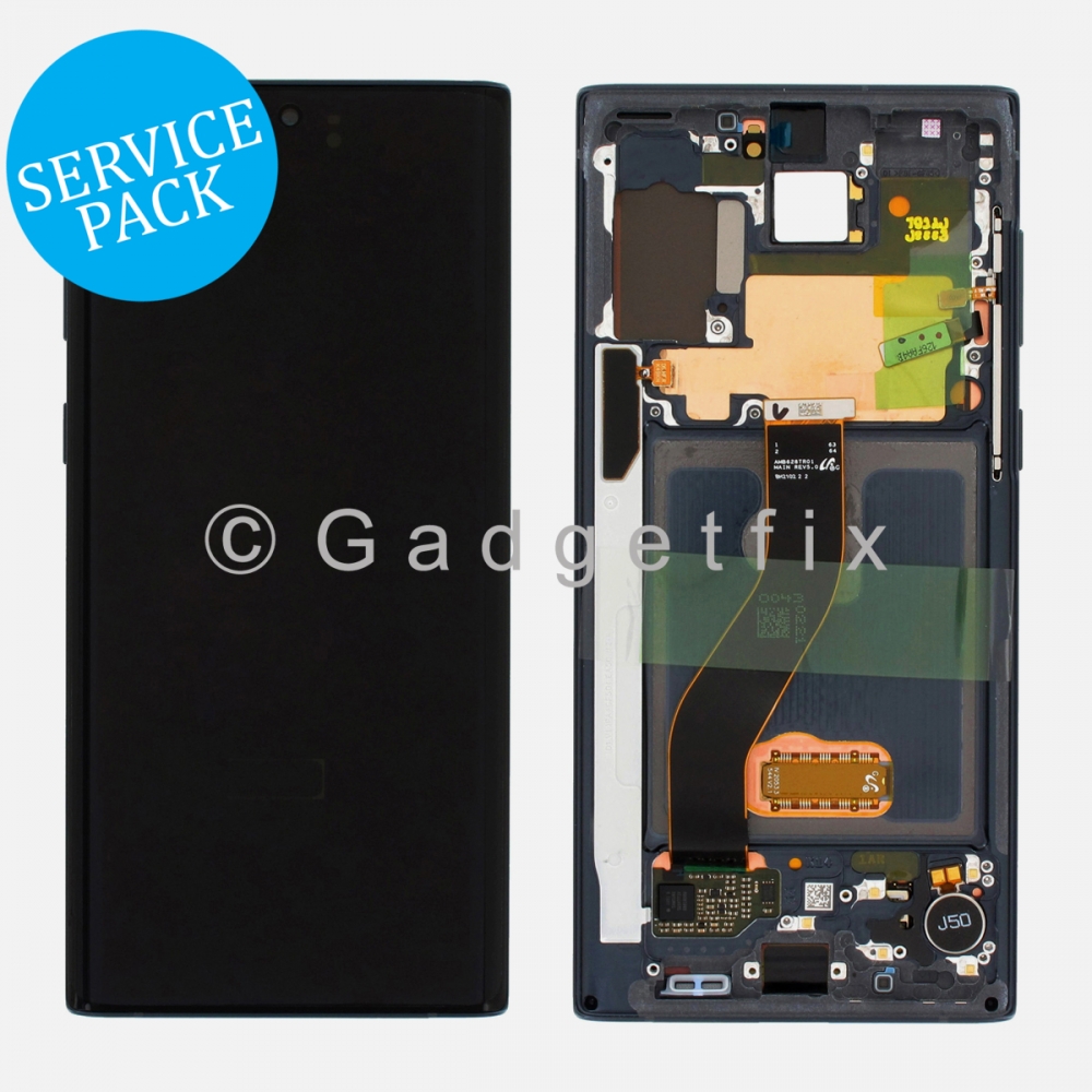 Black AMOLED Display Screen Assembly + Frame For Samsung Galaxy Note 10 N970 (Service Pack)