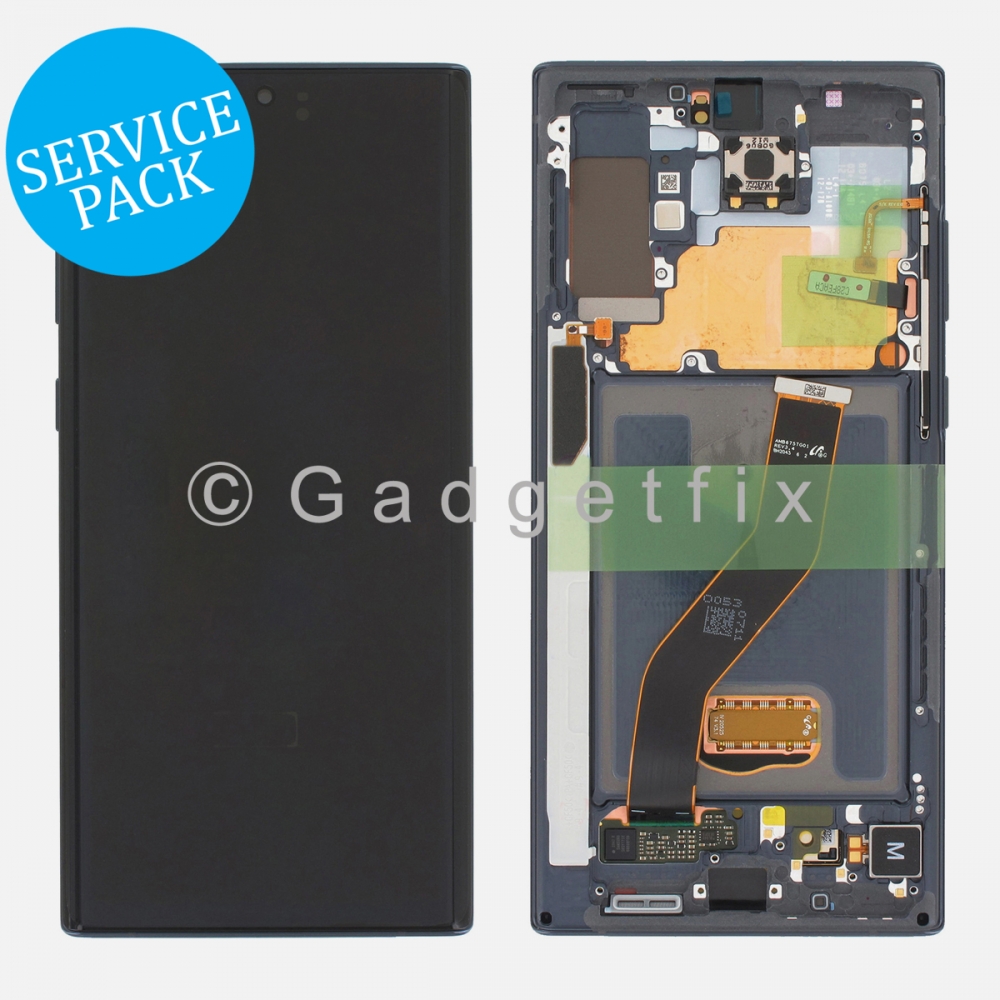Black LCD Display Screen Assembly + Frame For Samsung Note 10+ Plus (Service Pack)