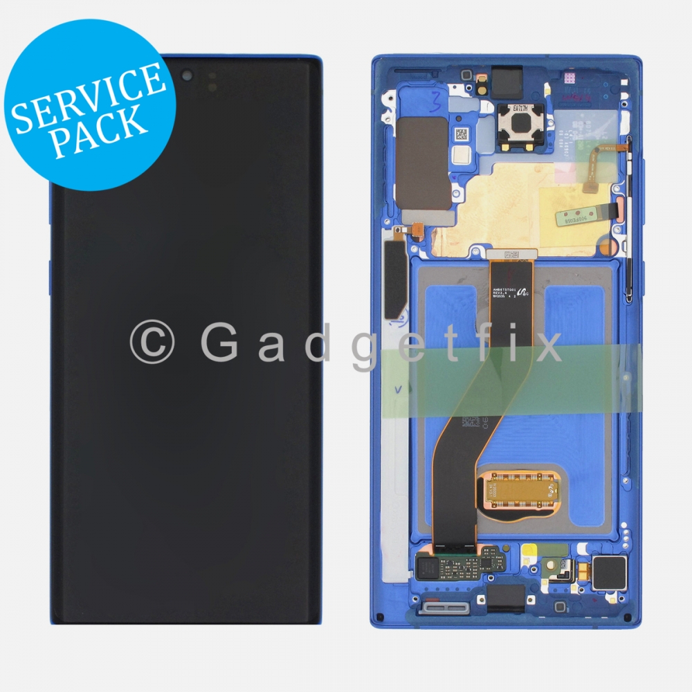 Blue AMOLED Display Screen Assembly + Frame For Samsung Galaxy Note 10+ Plus (Service Pack)