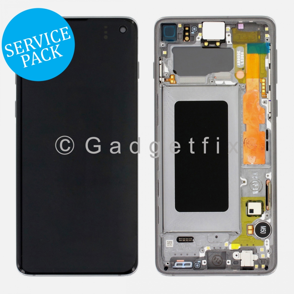 Black Display LCD Touch Screen Digitizer + Frame For Samsung Galaxy S10 (Service Pack)