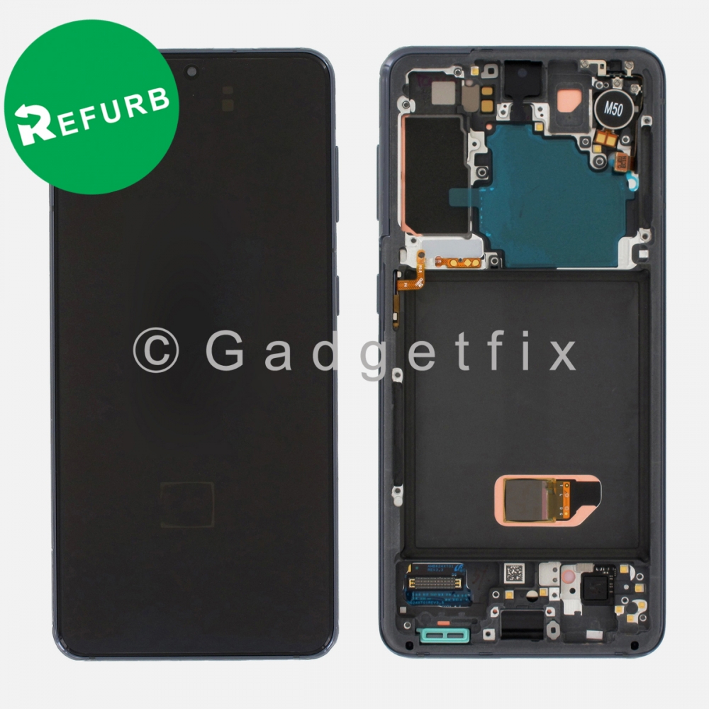 Gray OLED Display LCD Touch Screen Digitizer Frame for Samsung Galaxy S21 5G (Refurbished)