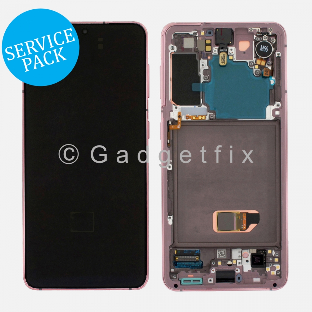Pink Display LCD Touch Screen Digitizer Frame for Samsung Galaxy S21 5G (Service Pack)