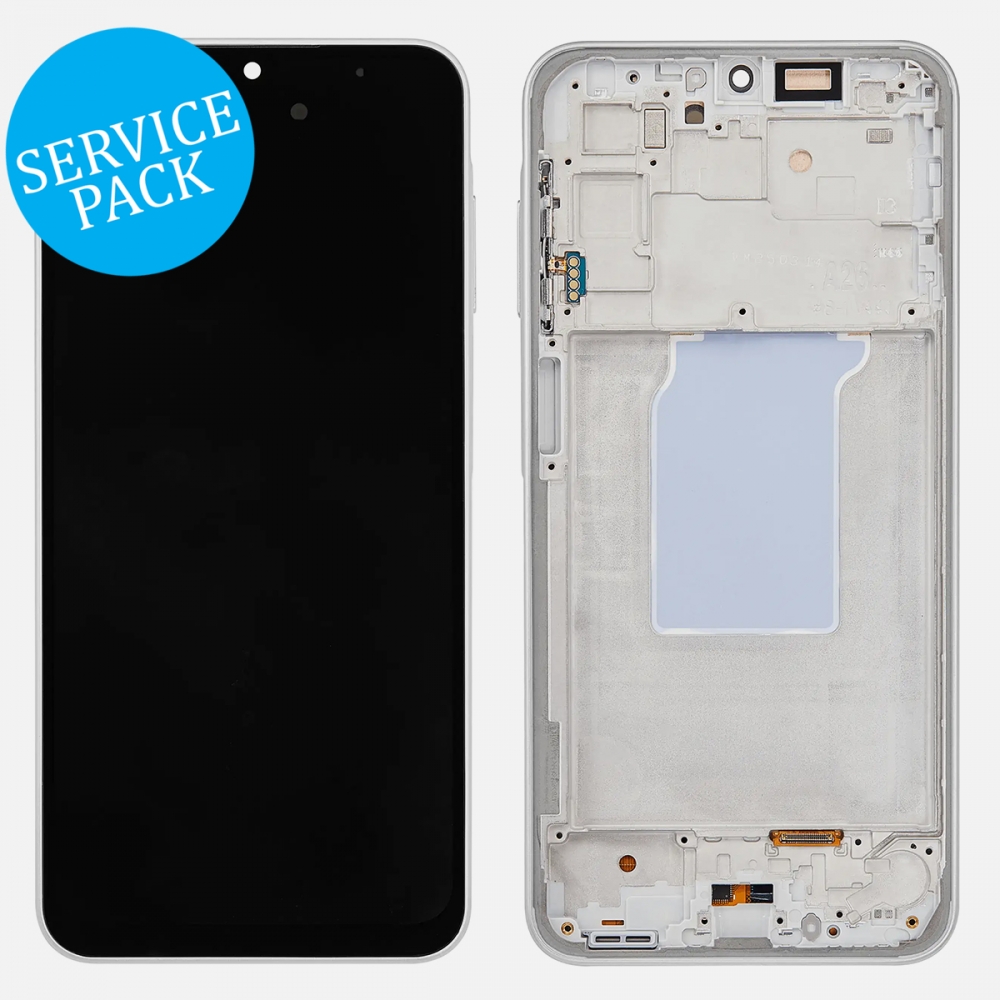 White Samsung Galaxy A26 5G A266 OLED Display Touch Screen Digitizer w/ Frame (Service Pack)
