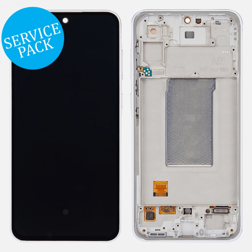 White Samsung Galaxy A36 A366 OLED Display Touch Screen Digitizer w/ Frame (Service Pack)