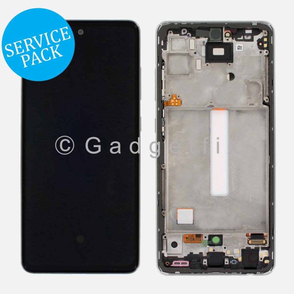 White OLED Display Screen Frame for Samsung Galaxy A52 4G A525 | 5G A526 | A52S A528 (Service Pack)