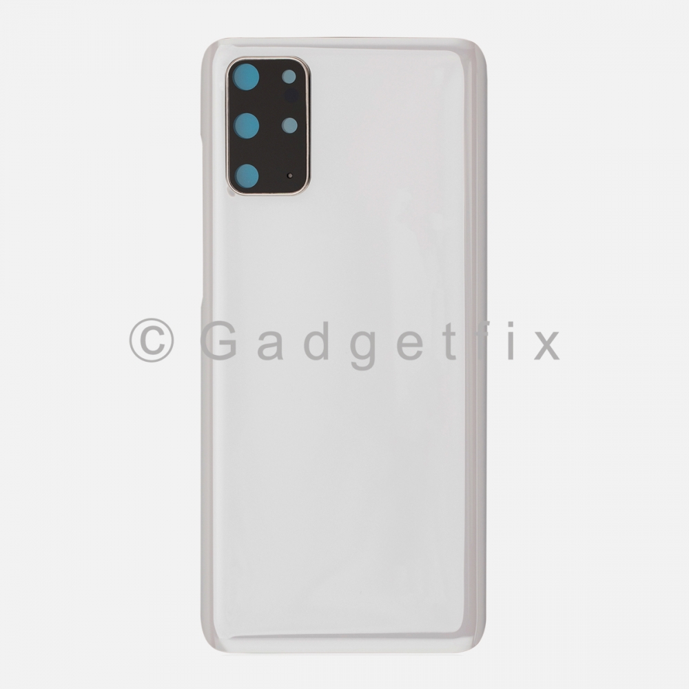 White Back Cover Glass Battery Door Camera Lens + Adhesive for Samsung Galaxy S20 Plus