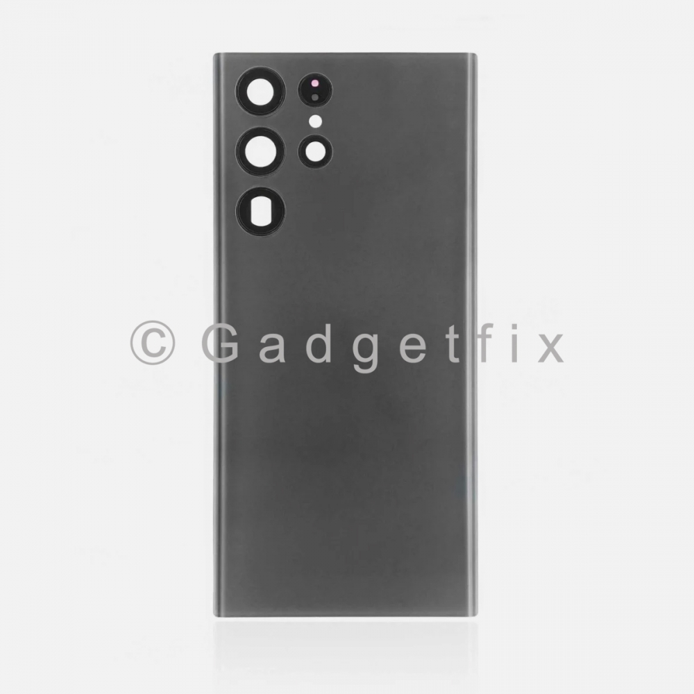 Graphite Back Cover Glass Battery Door Camera Lens + Adhesive for Samsung Galaxy 22 Ultra