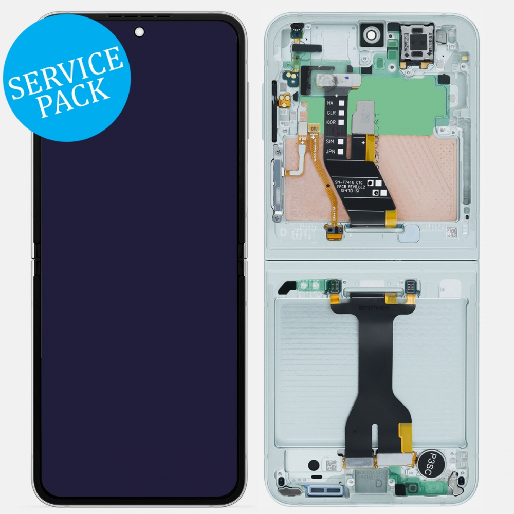 Silver Samsung Z Flip 6 5G F741 Inner OLED Display LCD Touch Screen Digitizer Frame (Service Pack) 