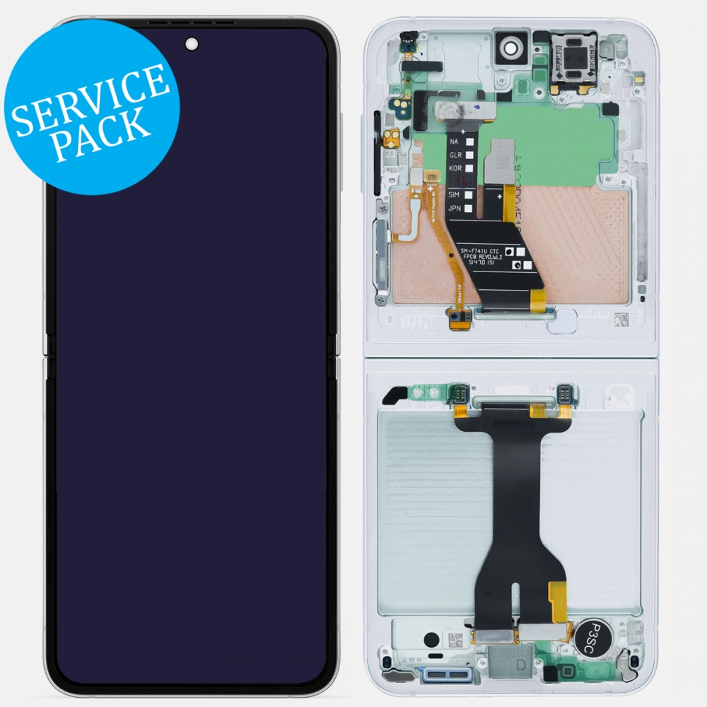 White Samsung Z Flip 6 5G F741 Inner OLED Display LCD Touch Screen Digitizer Frame (Service Pack) 