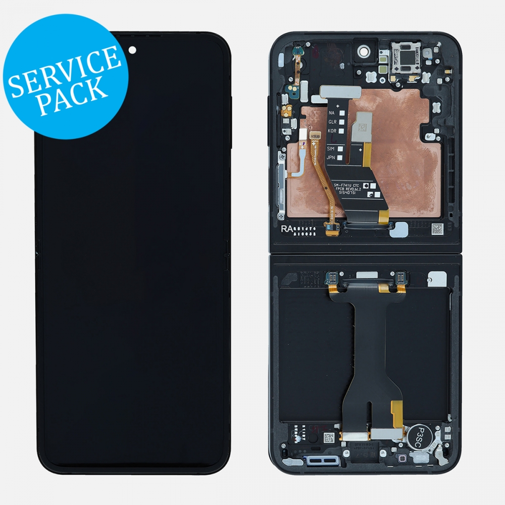 Black Samsung Z Flip 7 FE 5G F761 Inner OLED Display LCD Touch Screen Digitizer Frame (Service Pack) 