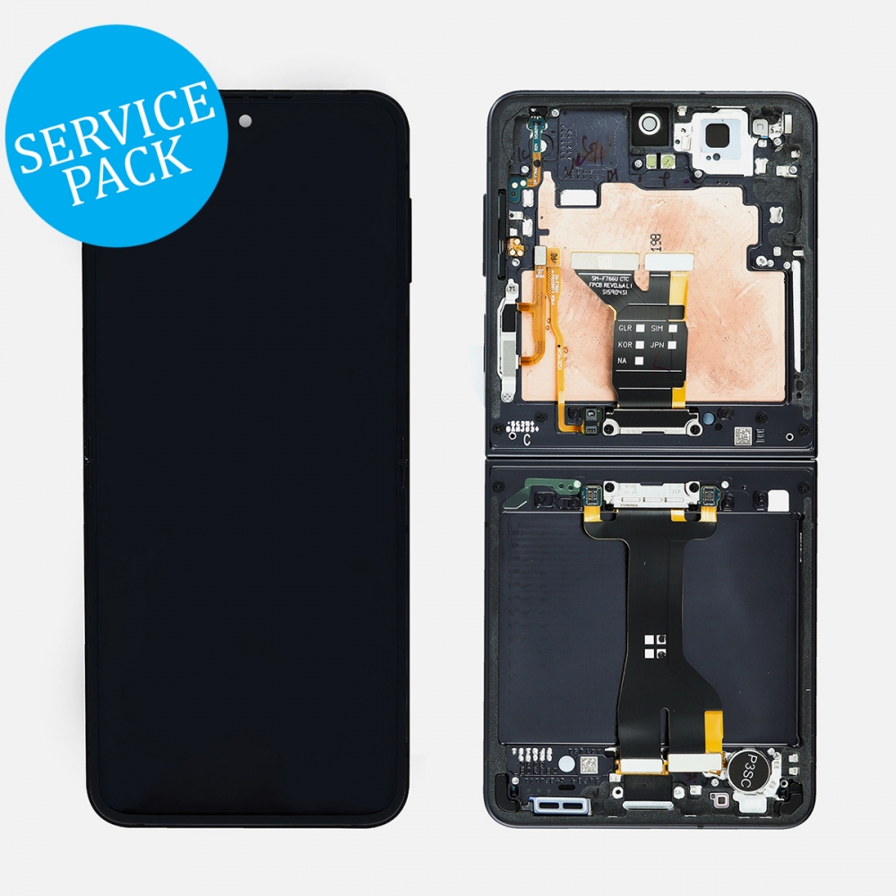Black Samsung Z Flip 7 5G F766 Inner OLED Display LCD Touch Screen Digitizer Frame (Service Pack) 