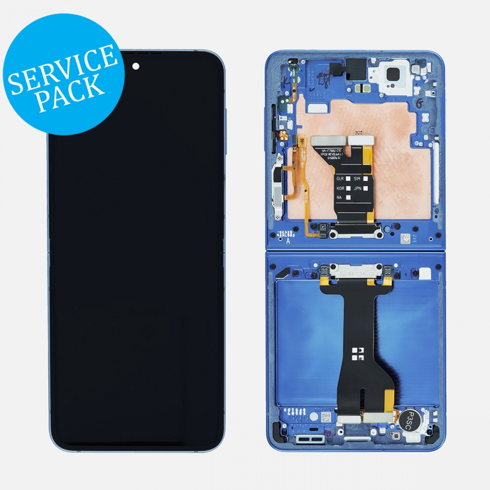 Blue Samsung Z Flip 7 5G F766 Inner OLED Display LCD Touch Screen Digitizer Frame (Service Pack) 