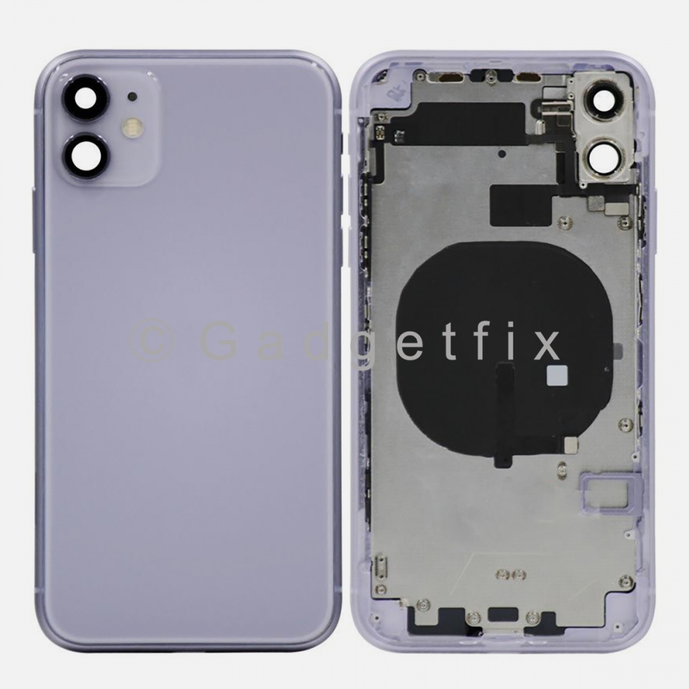 Purple Battery Back Glass Door + Mid Frame + Camera Lens + NFC & Volume Flex For Iphone 11