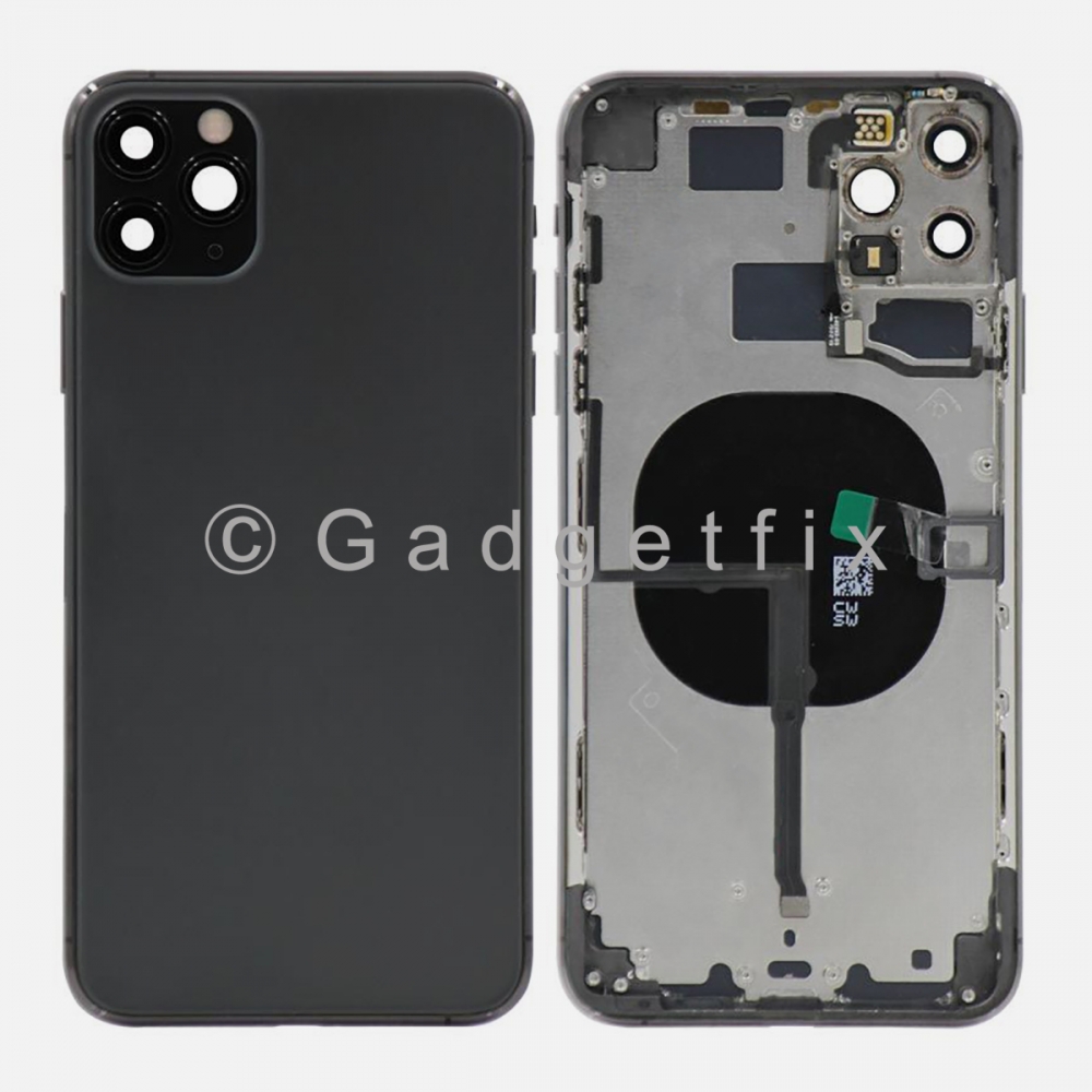 Gray Battery Back Glass Door + Mid Frame + Camera Lens + NFC For Iphone 11 Pro Max