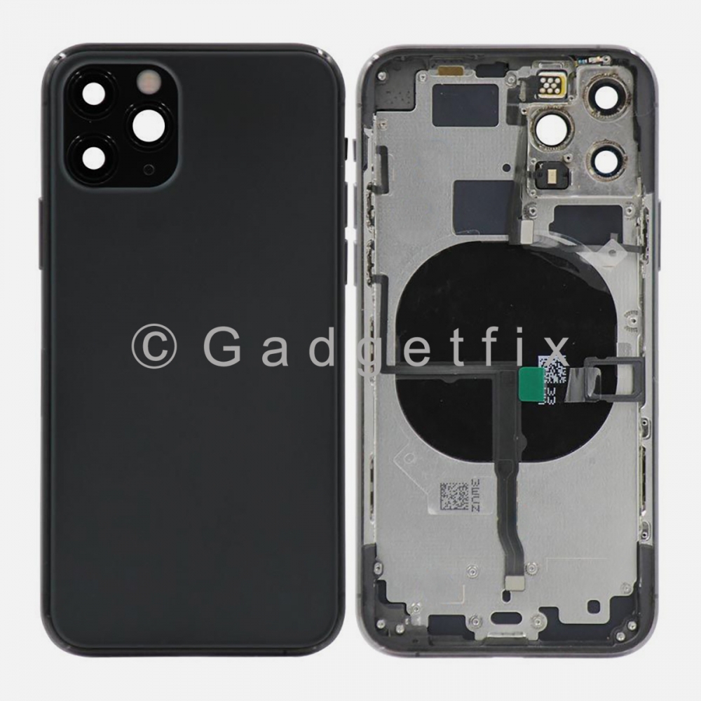 Gray Battery Back Glass Door + Mid Frame + Camera Lens + NFC & Volume Flex For Iphone 11 PRO
