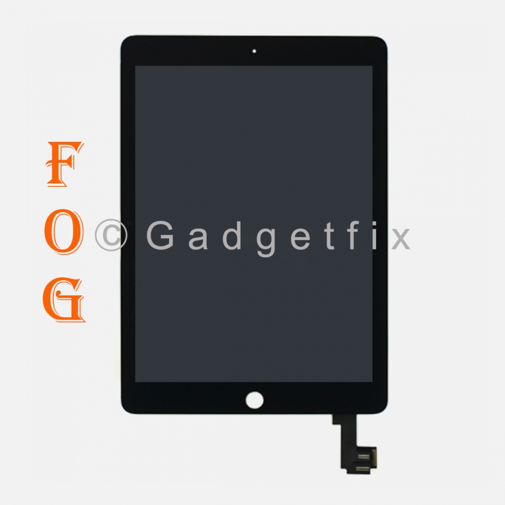 Black FOG LCD Digitizer Display Assembly With Sleep | Wake Sensor for iPad Air 2 A1566 | A1567