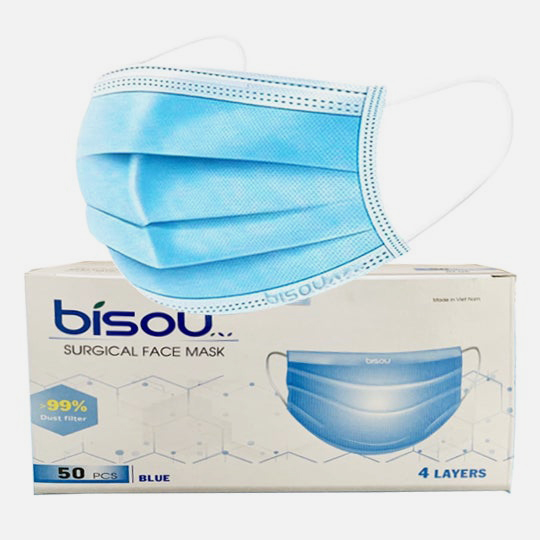 50 Pack Surgical 4 Ply Disposable Face Masks with Elastic Ear Loop