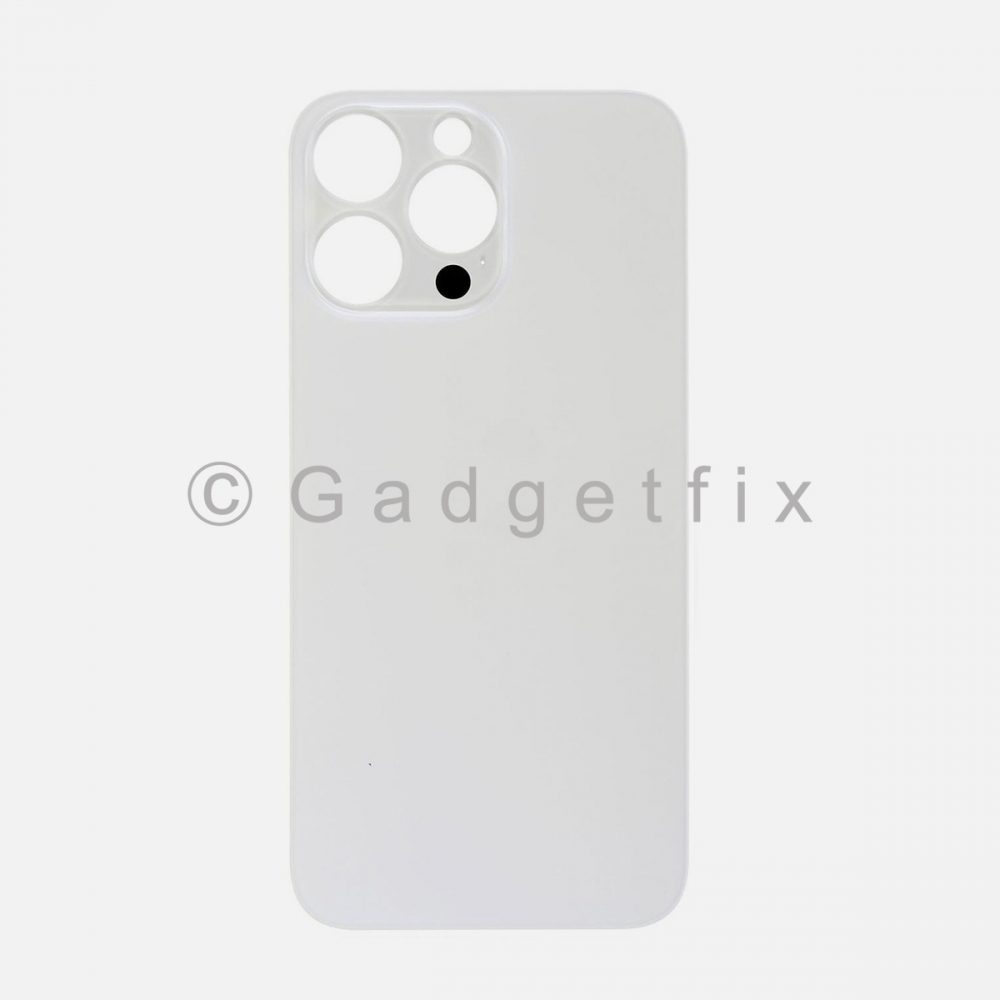 Silver Back Cover Glass for iPhone 14 Pro Max with Large Camera Hole