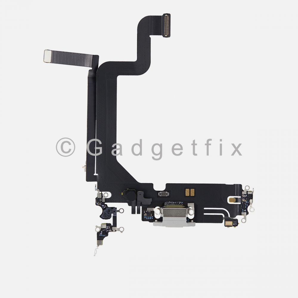 Silver Charging Port Dock Connector Flex Cable w/ Daughter Board For iPhone 14 Pro Max