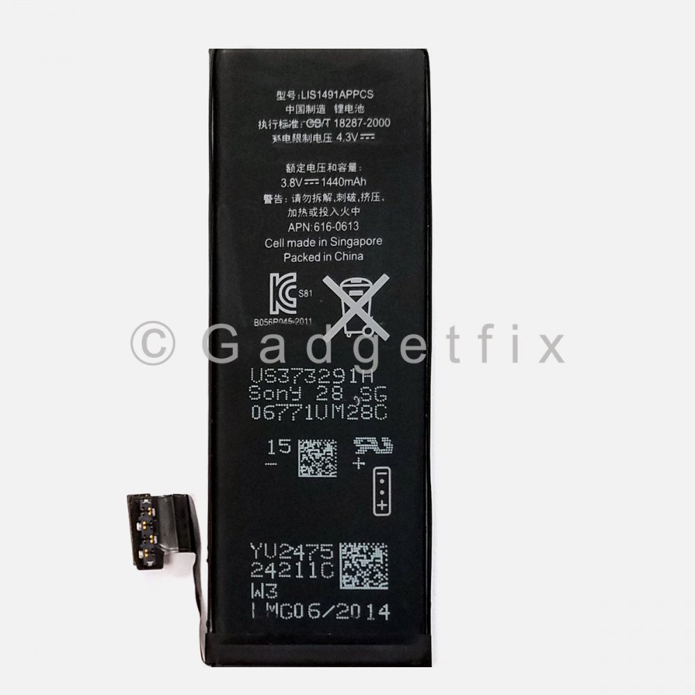 1440mAh Li-ion Battery Replacement + Flex Cable For iPhone 5
