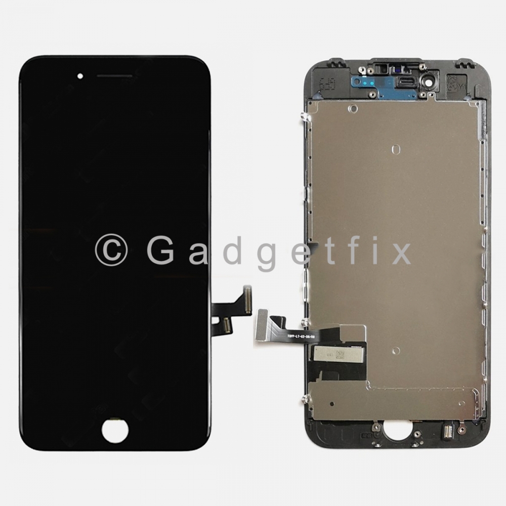 Black LCD Display Screen Assembly + Frame + Steel Plate for iPhone 7