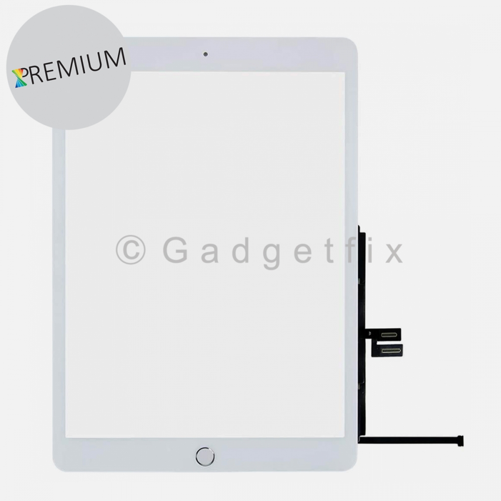 Premium White Touch Screen Digitizer + Silver Home Button For iPad 7 | iPad 8 10.2