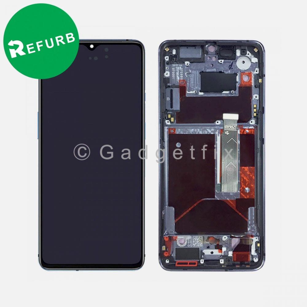 OnePlus 7T Display And Digitizer With Frame Frosted Silver Service Pack