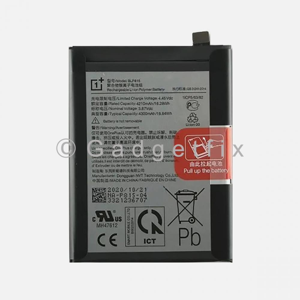 Li-Po Battery BLP815 Replacement For OnePlus Nord N10 