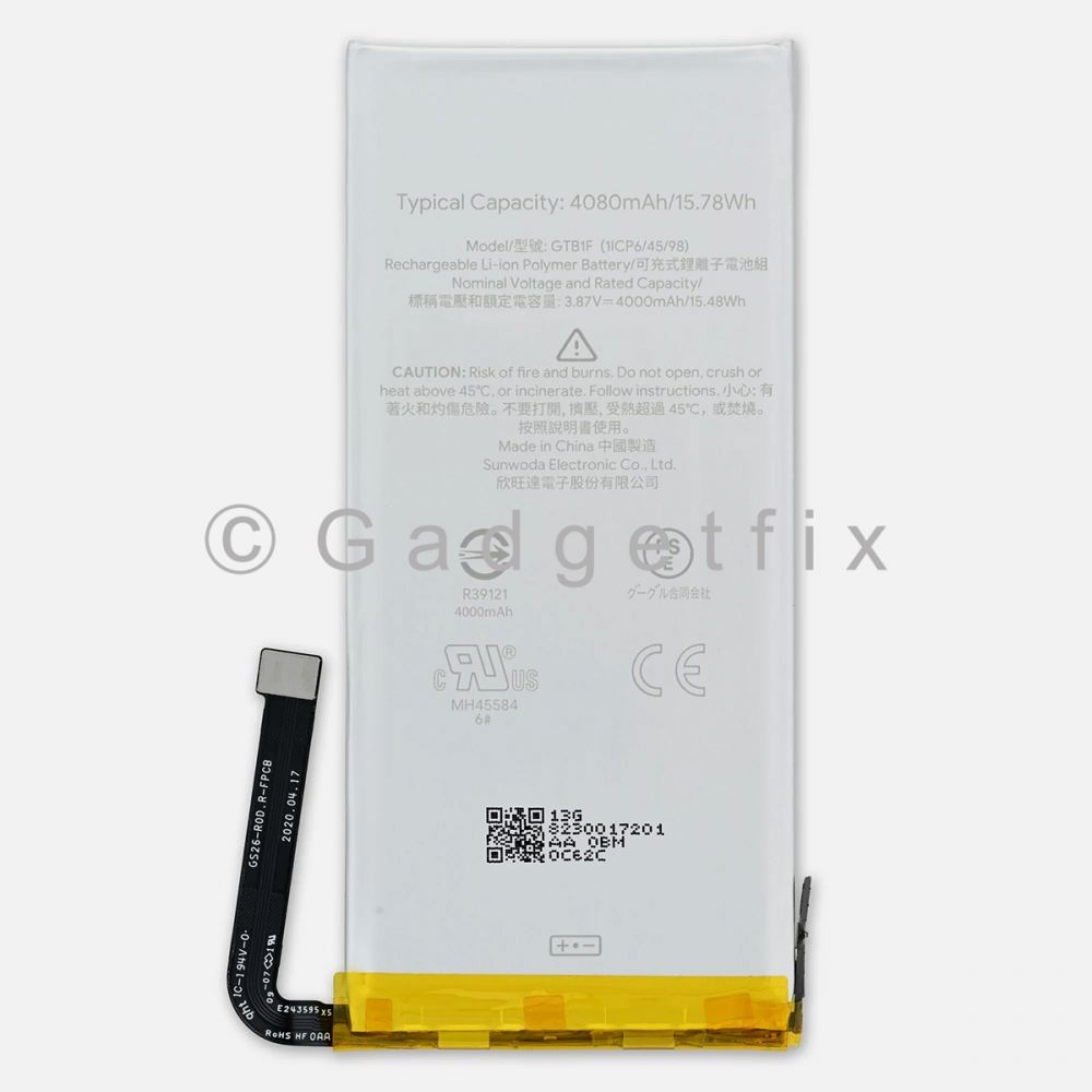 Replacement Battery for Google Pixel 5 GTB1F 4080 mAh 3.87 V