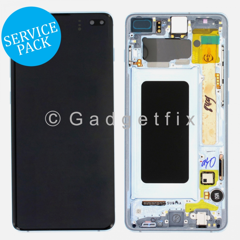 Blue Display LCD Touch Screen Digitizer W/ Frame For Samsung Galaxy S10 Plus (Service Pack)