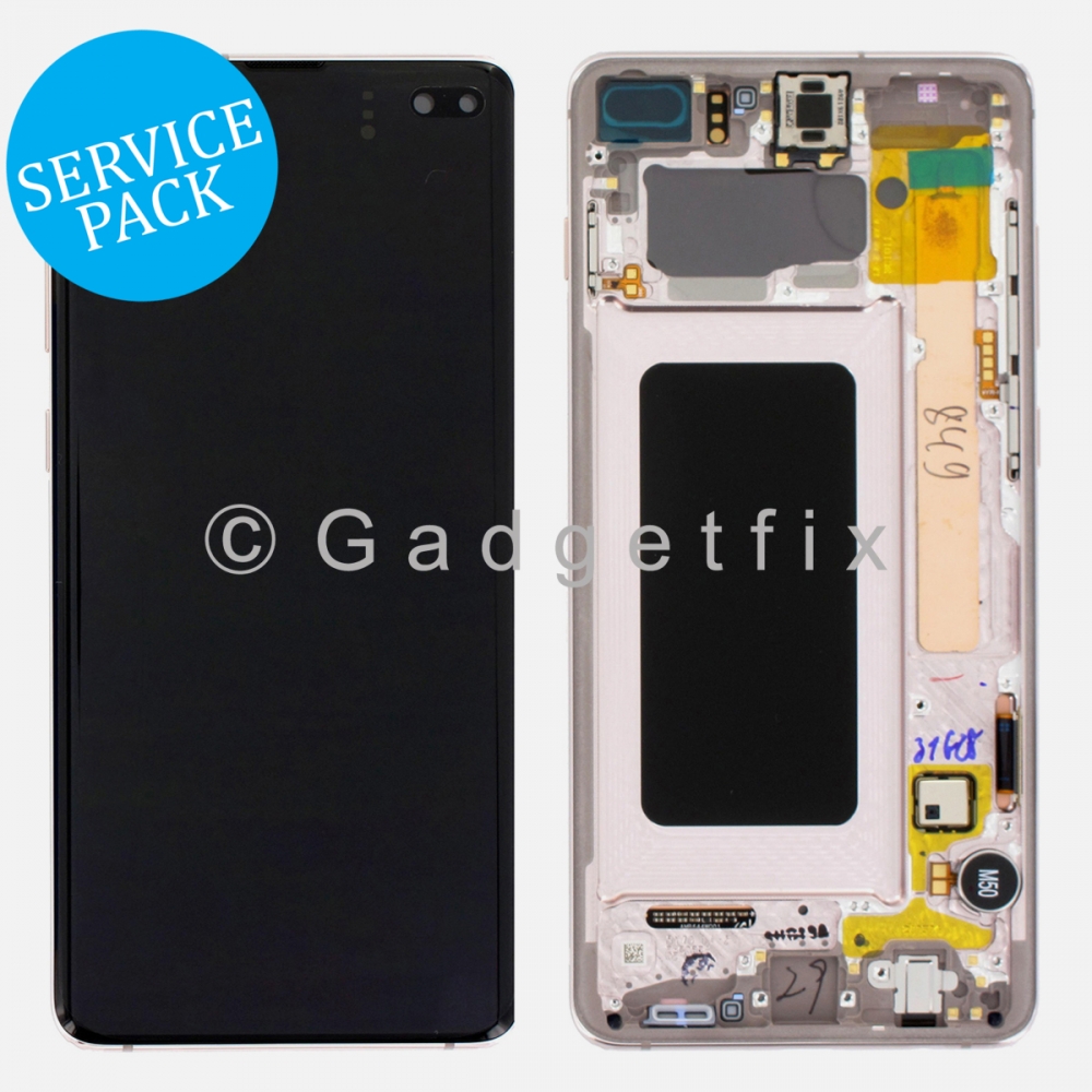 Ceramic White Display  LCD Touch Screen Digitizer w/ Frame For Samsung Galaxy S10 Plus (Service Pack)